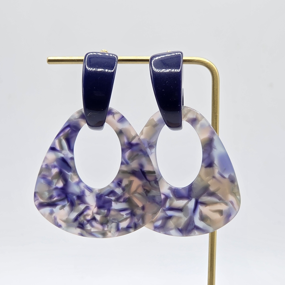 BaubleBar Purple and Cream Acrylic Earrings